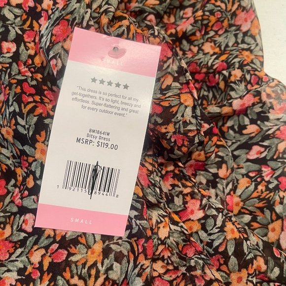 BB Dakota Midi Maxi Dress Sz Small NWT Black Ditsy Floral Prairiecore Cottage - Picture 14 of 16